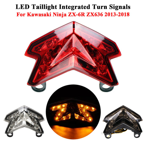 LED Taillight Integrated Turn Signals For Kawasaki Ninja ZX-6R ZX636 2013-2018