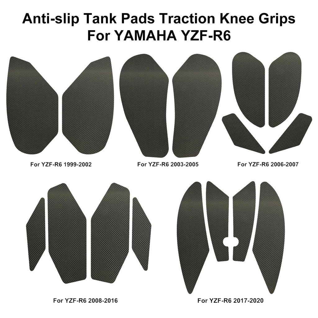 Gas Fuel Tank Pads For Yamaha YZF-R6 1999-2020 Traction Knee Grip Anti ...