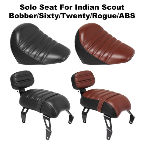 Driver Passenger Solo Seat w/Backrest For Indian Scout Bobber Twenty Sixty Rogue