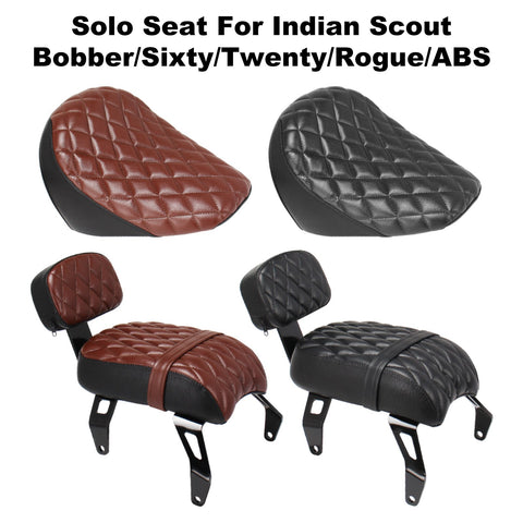 Solo Seat Driver Passenger w/Backrest For Indian Scout Bobber Twenty Sixty Rogue