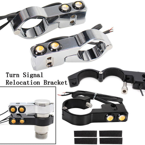 Turn Signal Relocation Brackets For Harley Sportster XL883 XL1200 39-41mm Fork Mount