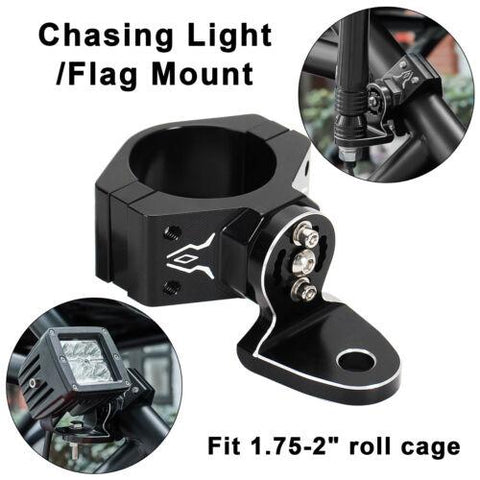 ATV/UTV 1.75-2” Roll Cage Flag Pole Mount Chasing Light Bracket Holder For Polaris RZR, Can-Am Maverick X3